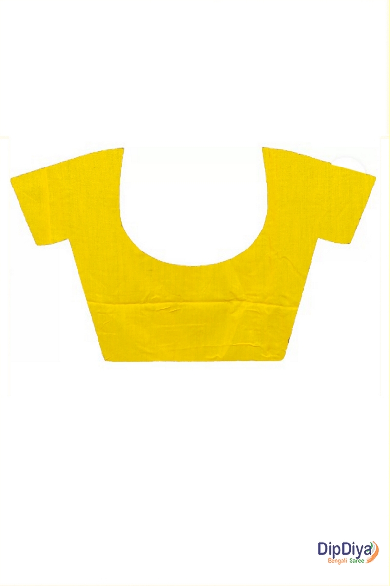 Yellow Pure Cotton Paray Embroidery Handloom saree (300)